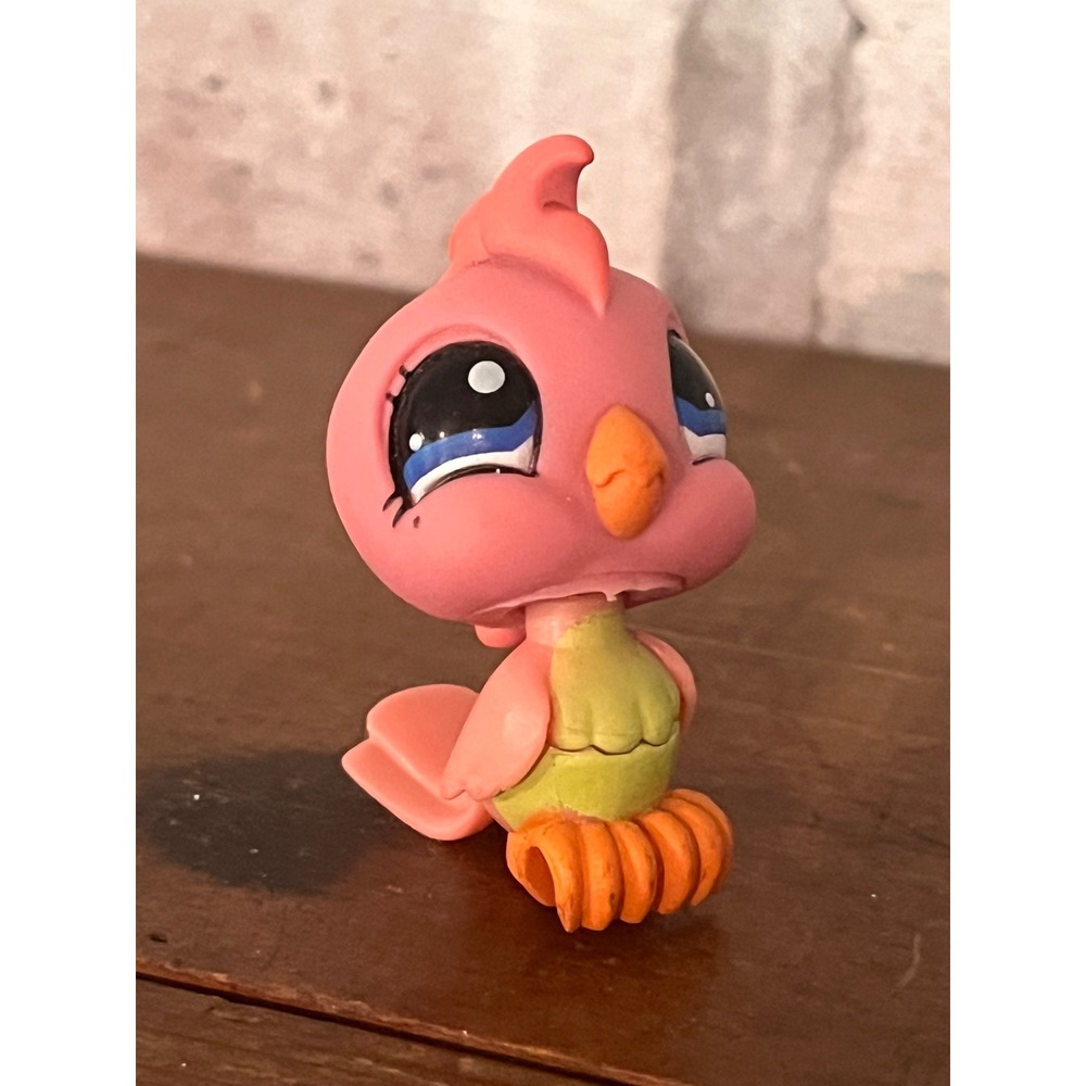 Hasbro Littlest Pet Shop LPS Cockatoo Tropical Bird Orange Pink #854 2008